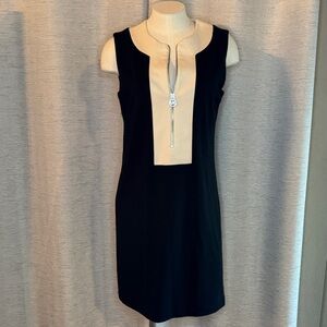 Michael Kors Black and Cream Zip-Front Mini Dress